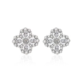 Elegante S925 Sterling Silber Kleeblatt-Ohrstecker mit funkelnden weißen Zirkonia-Steinen - 925er Silber / Silberne Ohrstecker