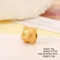 Golden zodiac pig charm bead H-7710 with matte finish and 4mm hole for DIY bracelet - H-7710 (Pig)