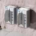 Set of two transparent white wall mounted tissue boxes on marble bathroom wall - 2 Pcs/Set / Clear