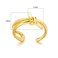 Minimalist gold plated double layer knot open ring with 8mm by 11mm dimensions - Intertwined Knot Style (JZ5934)