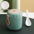 Tazza da minestra verde isolata con coperchio venatura legno e rivestimento interno in PP - 380ml Plastica PP Verde (Adatto al Microonde)