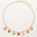 18K gold plated stainless steel necklace with colorful candy heart pendants engraved True Love - Gold Set Enamel Necklace