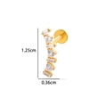 Golden F136 titanium ear stud with zircon rectangle and heart charms, 1.25cm length - 8# Curved Gemstone Row Style (Gold)