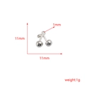 Polished silver cherry pendant detail with dimensions 11mm x 11mm and 1g weight - Rounded Polished Twin Cherry Style (7#)