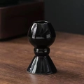 Portacandele nordico in ceramica nera lucida a forma di clessidra per decorazione da tavolo - Candeliere a Clessidra d'Autunno / Nero