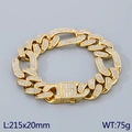 Pulsera de cadena cubana dorada con diamantes incrustados y cierre de hebilla cuadrada - Pulsera / Dorado