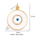 Gold plated evil eye pendant in white enamel with blue zircon and dimension markings - White Enamel Evil Eye L296836