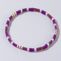 Bohemian purple and amber Tila bead stretch bracelet with ethnic pattern - Purple White Amber Mix (TL-B24042602B)