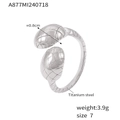 Zilveren titanium stalen open ring met unieke ruitvormige textuur en schubbenpatroon - Eén Maat US 7 / Gewatteerde Textuur (A877-Zilver)