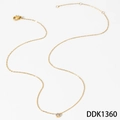 Elegant gold minimalist necklace with a round sparkling zircon pendant on fine chain - Gold Necklace (DDK1360)
