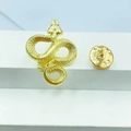 Detailed macro view of the gold snake brooch featuring realistic scales and butterfly clasp - Light Gold Snake Pin With Clutch