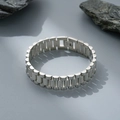 Poliertes silbernes Edelstahlarmband mit klassischem Gliederketten-Design im Präsident-Stil - 10mm / Gerader 3-Glieder / Stahlfarbe