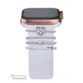Silver decorative rings with diamond heart charms for Apple Watch silicone bands - Heart Rhinestone Style (5572578809383) / Black Sponge Packaging / No.30 Silver