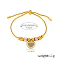 Golden beaded adjustable snake chain bracelet with sparkling rhinestone heart pendant - Pave Heart Pendant / Gold