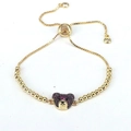 Bracelet ours doré avec zircons colorés et fermoir coulissant ajustable bolo - Style 1-Violet