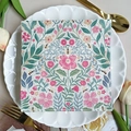 Square floral printed paper napkins with pink and blue botanicals for party table decor - Elegant Floral (1082)