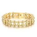 Golden 13mm stainless steel bike chain bracelet for men with polished finish - 23cm Gold (KB35588-D)
