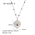 Silver evil eye necklace with black zircon pendant and dimensions 19x15mm in 316L steel - 19x15mm Round Eye Pendant Silver Style (HF-X2261-S)