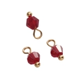 Set of three red faceted crystal glass bead pendants with gold alloy loops for DIY jewelry - Bicone Bead / Red
