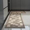 Two-piece gray and beige checkered kitchen mat set with non-slip backing for floor - 45x70cm / Leo (Gray/Beige Plaid)