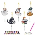 DIY Halloween diamond art keychain set with ghost and pumpkin charms with tools - Mixed Halloween Elements Style