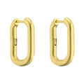 Minimalist gold U-shaped oval hoop earrings with high-polished metallic finish for women - 1 Pair / Gold Oval
