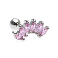 Pink marquise zircon cartilage piercing stud with surgical steel ball back screw - EGD0267 Silver Fan 5-Stone