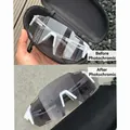 Detail van fotochrome wielerbril die de lensverandering van licht naar donker toont - Wit Frame Meekleurend Grijs