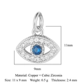 Silver evil eye pendant charm in copper and cubic zirconia with blue stone center - Silver Blue Eye (VB243)
