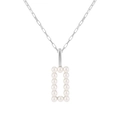 Collana in argento sterling S925 con pendente quadrato geometrico con intarsio di perle - Argento 925 / Oro Bianco