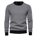 Maglione in maglia da uomo a girocollo con motivo a micro-quadretti bianchi e neri - M / Nero
