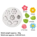 Molde de silicona para fondant con diseños de rosas margaritas y hojas decorativas - Estilo Combo Rosa Girasol (15-1062 Gris)