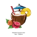 Hawaiian coconut tropical drink foil balloon for summer party decor size 71x82cm - Hawaiian Coconut Drink
