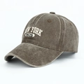 Casquette de baseball en coton marron foncé délavé avec broderie New York 1625 vintage - Café