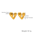 Chic gold-plated heart-shaped stainless steel earrings with high polished finish - Irregular Heart Style (E368) / 20mm x 18mm