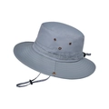 Dark grey waterproof outdoor sun hat with wide brim and adjustable chin strap - Gray
