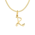 Minimalist gold snake chain necklace featuring a capital letter R pendant with heart detail - Letter R / Gold