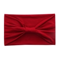 Wide red cotton sports headband with bow detail for yoga and fashion styling - Wine Red
