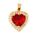 Gold plated heart pendant with red crystal and micro-pave crystals for DIY jewelry - Zirconia Heart Type B / Red