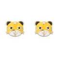 Orecchini a perno a forma di tigre in rame placcato oro 18K con finitura in smalto - Tigre dei cartoni animati / Giallo