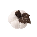 Handcrafted cream knitted pumpkin decoration with brown stem for autumn festive decor - White