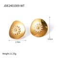 18k goud roestvrijstalen madeliefje oorbellen met witte bloem en maatdetails - Gouden madeliefje oorknopjes / 2,9 cm x 2,78 cm