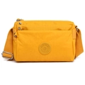 Compact yellow multi-pocket nylon crossbody bag with adjustable strap and logo detail - Gardenia Yellow