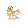 Exquisite 18k gold plated bow stud earring with baguette-cut zircons and screw back - Bowknot Style (EGD0497)