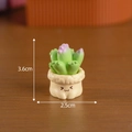Miniature succulent figurine in beige pot with cute facial expression, height 3.6cm - No. 9 Expression Purple Green