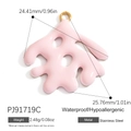 Pink heart-shaped stainless steel flower pendant with cubic zirconia and enamel finish - Pink Organic Shape Pendant (PJ91719C)