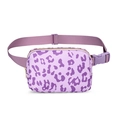 Purple leopard print waist bag made of waterproof nylon with adjustable buckle strap - Leopard Print Purple