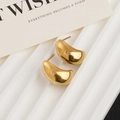 Minimalist gold-plated bean-shaped stainless steel hoop earrings for women - Hollow Waterdrop Earrings / Gold