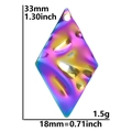 Pendentif losange en acier inoxydable arc-en-ciel, dimensions 33x18mm texture martelée - Losange / Arc-en-ciel