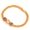 Bracciale cubano hip hop placcato oro con doppie teste di leopardo e zirconi colorati - Multicolore 2